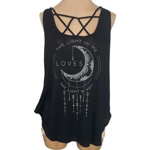 Wound Up Black "The Light In Me Loves The Light In You" Tank Top Size L (11-13)